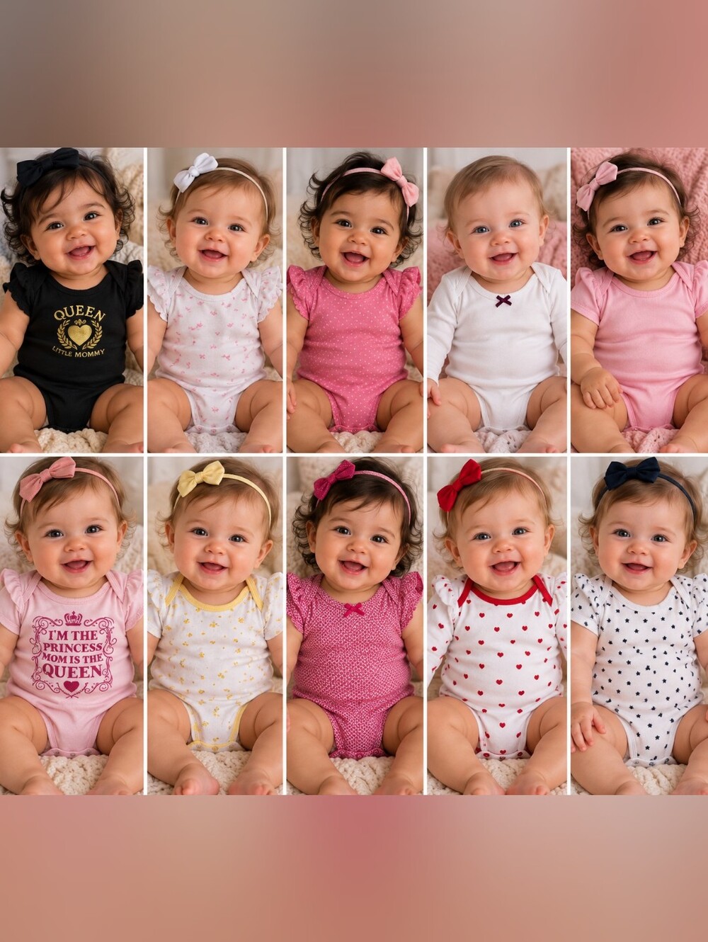 Baby Girl Newborn 0-3 Months Onsies Bodysuits - 10 Count